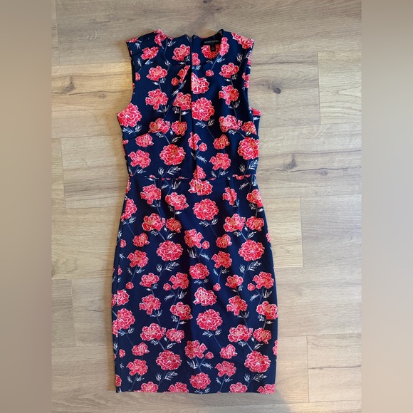 Banana Republic Navy and Red Floral Midi Dress - Picture 1 of 3
